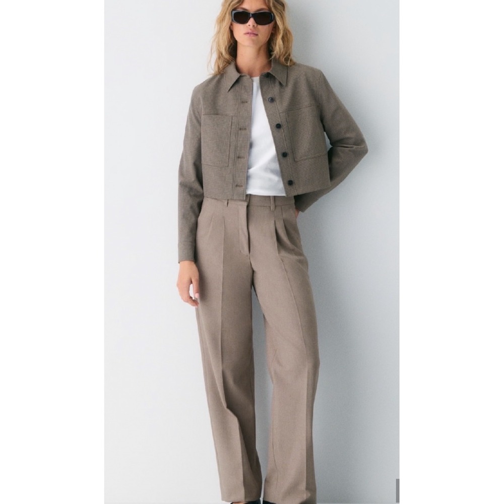 Aritzia Wilfred The Effortless Pant Heather Nomad Taupe High Rise Wide Leg 2 NEW